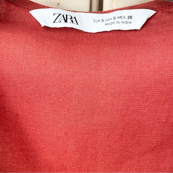 Zara Terracotta Embroidered Button Front Midi Dress - Picture 13 of 15